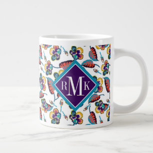 Monogrammm  Helles Hibiskus Muster Jumbo-Tasse