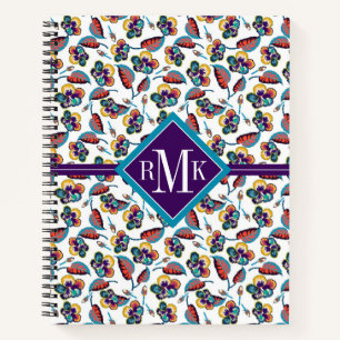 Monogrammm Helles Hibiskus Muster Notizbuch