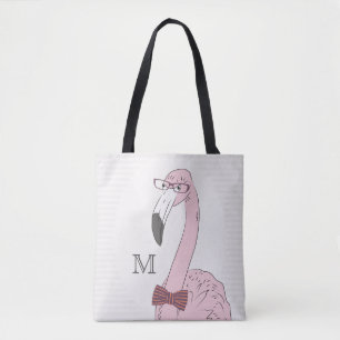 Monogrammm. Hipster Flamingo mit Extravaganter Bow