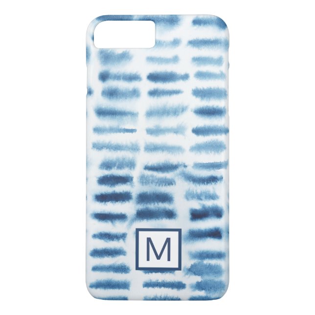 Monogrammm | Indigio Wasserfarbe Print Case-Mate iPhone Hülle (Rückseite)