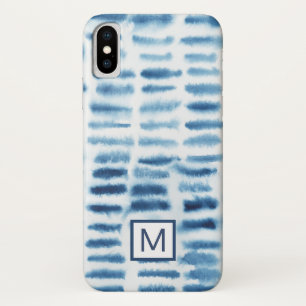 Monogrammm   Indigio Wasserfarbe Print iPhone X Hülle