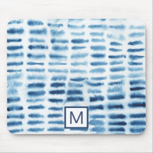 Monogrammm   Indigio Wasserfarbe Print Mousepad