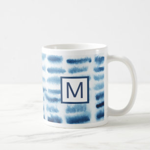 Monogrammm   Indigio Wasserfarbe Print Tasse