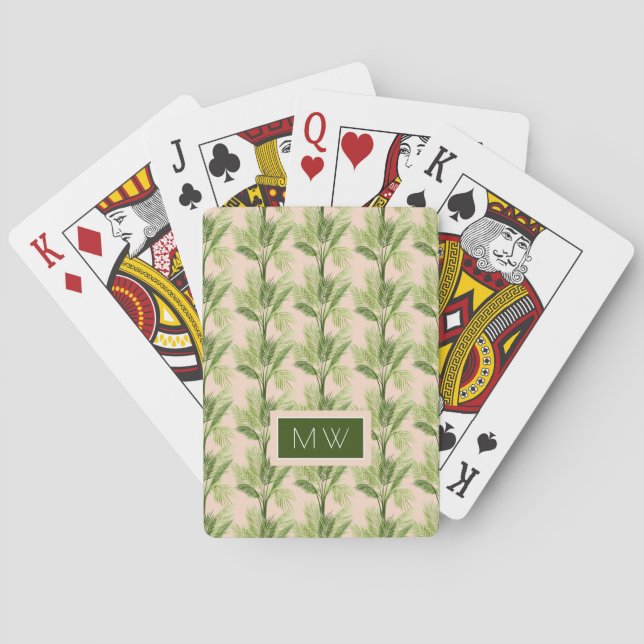Monogrammm | Innenoase | Baumstruktur Muster Spielkarten (Rückseite)