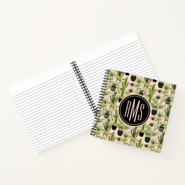 Monogrammm | Innenoase | Pflanze Lineup Muster Notizbuch (Innenseite)