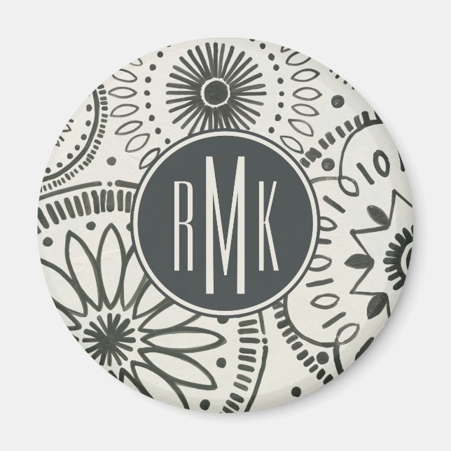 Monogrammm | Kami Abstraktes Muster Magnet (Vorne)