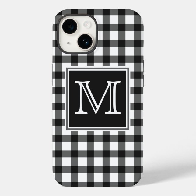 Monogrammm | Kariertes Schachbrett aus Schwarz und Case-Mate iPhone Hülle (Rückseite)