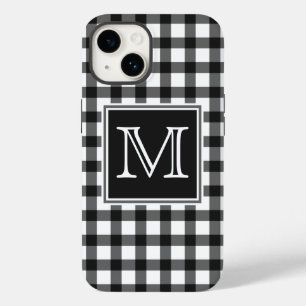 Monogrammm  Kariertes Schachbrett von Schwarz und  Case-Mate iPhone 14 Hülle