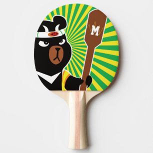Monogrammm. Kawaii Niedlich Ninja Bear für Nerd Ge Tischtennis Schläger