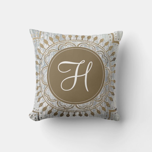 Monogrammm | Mandala Gold Design Kissen (Vorderseite)