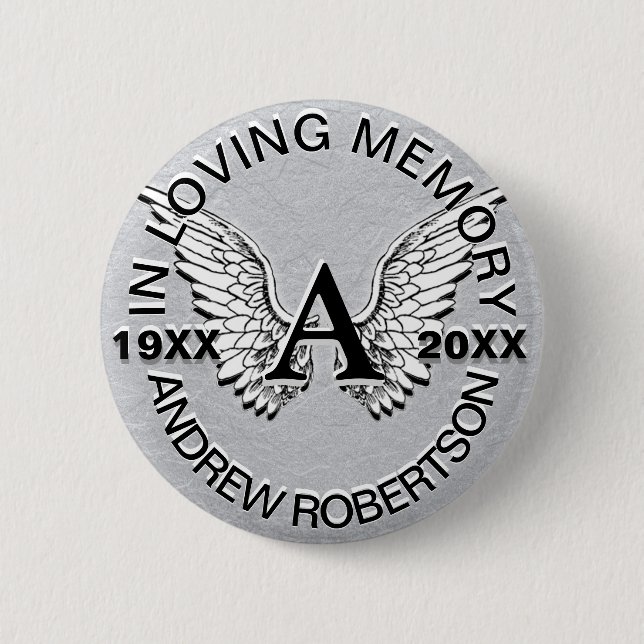 Monogrammm | Memorial | Angel Wings Button (Vorderseite)