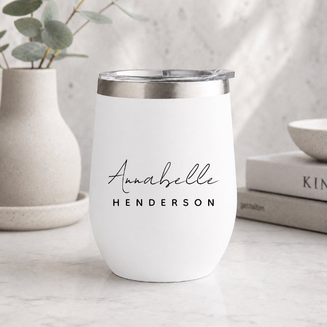 Monogrammm | Modern Minimalistisch sauber, einfach (Personalized script name wine tumbler by Guava with clean modern minimalist styling)