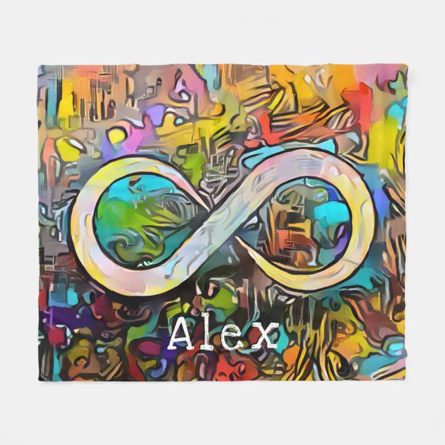 Monogrammm | Name hinzufügen | Unendlichkeitssymbo Fleecedecke (Vorderseite (Horizontal))