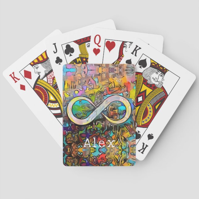 Monogrammm | Name hinzufügen | Unendlichkeitssymbo Spielkarten (Rückseite)