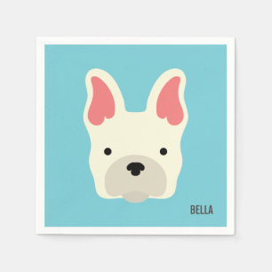 Monogrammm.Niedlicher französischer Bulldog. Serviette