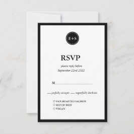 Monogrammm | Optionen für Schwarz-Weiß-Hochzeiten RSVP Karte