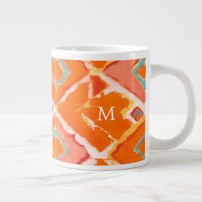 Monogrammm | Orange Tribal II Jumbo-Tasse (Rechts)