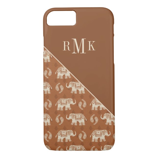 Monogrammm| Orangefarbenes Muster Case-Mate iPhone Hülle (Rückseite)