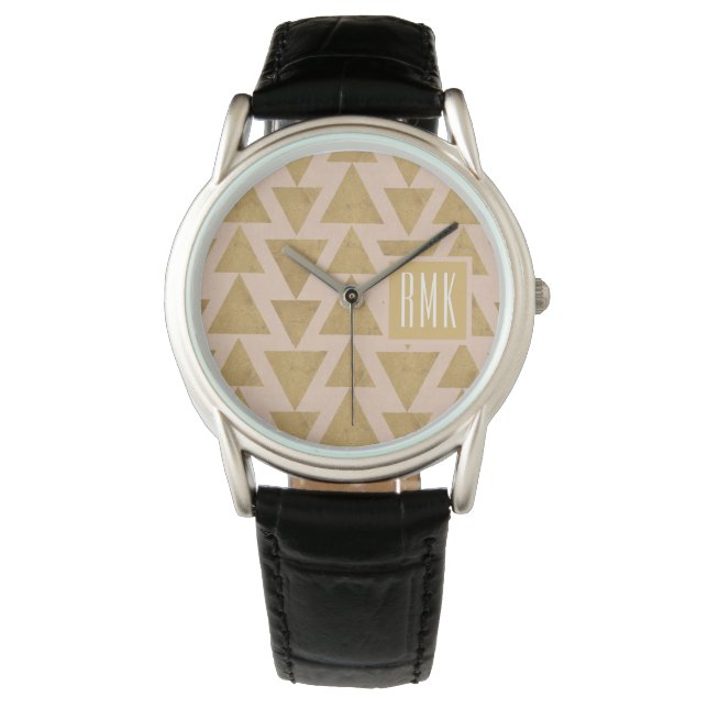 Monogrammm | Outdoor Geo Step | Geometrie von Gold Armbanduhr (Vorderseite)