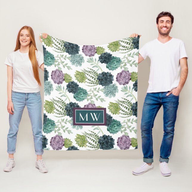 Monogrammm | Pflanze Happy Collection Succulent Pa Fleecedecke (Beispiel)