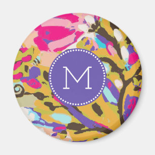 Monogrammm   Pink Boho Floral I Magnet