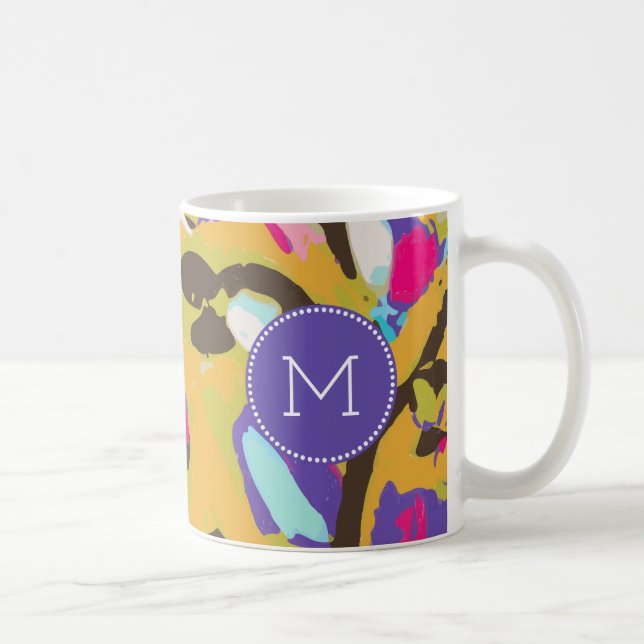 Monogrammm | Pink Boho Floral I Tasse (Rechts)