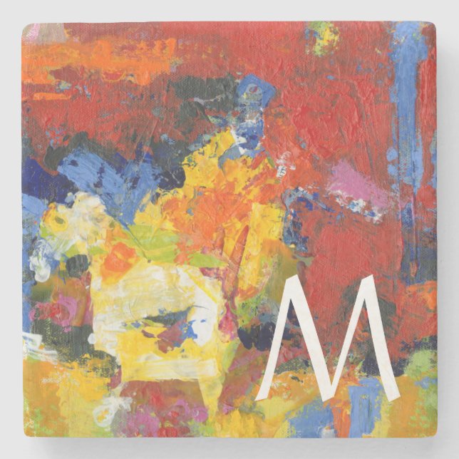 Monogrammm | Renntag Steinuntersetzer (Vorderseite)