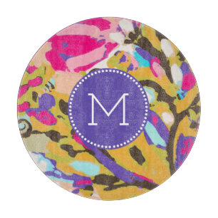 Monogrammm  Rosa Boho Floral I Schneidebrett