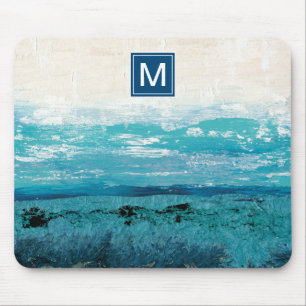 Monogrammm   Sapphire Blue Watercolor Mousepad
