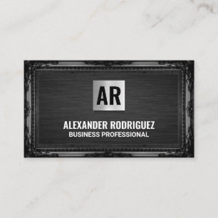 Monogrammm   Schwarzer Rahmen aus der Antike Visitenkarte