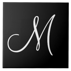 MONOGRAMMM: Schwarzweiß-Monogramm M, Fliese