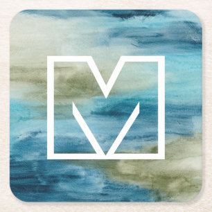 Monogrammm   Seedurchfluss II Rechteckiger Pappuntersetzer