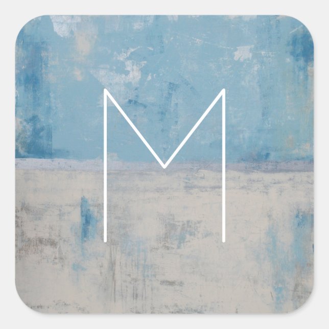 Monogrammm | Silver Aura Quadratischer Aufkleber (Vorderseite)