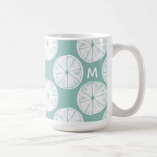 Monogrammm | Taco über Liebe | Aquamarines Limones Kaffeetasse (Rechts)