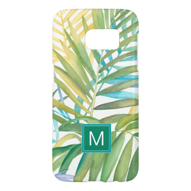 Monogrammm | Tropische Palmen - Blätter Case-Mate Samsung Galaxy Hülle (Rückseite)