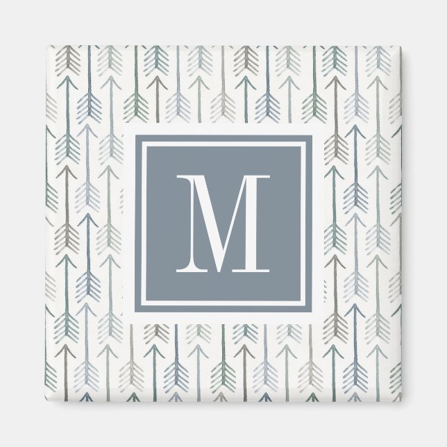 Monogrammm | Watercolor Wanderlust Arrow Muster Magnet (Vorne)