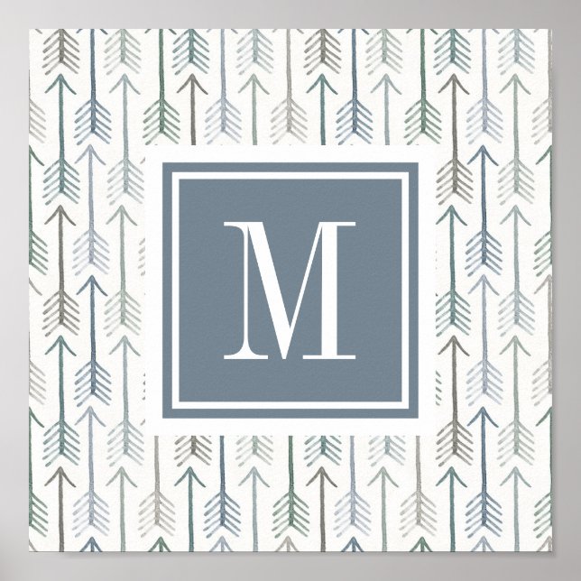 Monogrammm | Watercolor Wanderlust Arrow Muster Poster (Vorne)