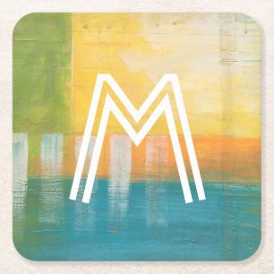 Monogrammm   Zitrusfrüchte I Rechteckiger Pappuntersetzer