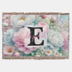 Monogrammname auf Aquarellfarben-Blume in Pastellf Decke