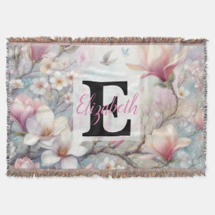 Monogrammname auf Aquarellfarben-Blume in Pastellf Decke
