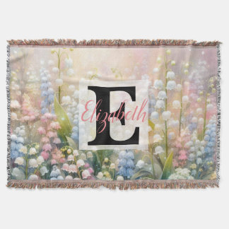 Monogrammname auf Aquarellfarben-Blume in Pastellf Decke