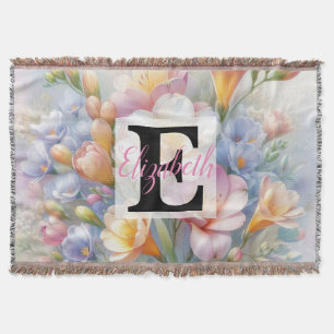 Monogrammname auf Aquarellfarben-Blume in Pastellf Decke