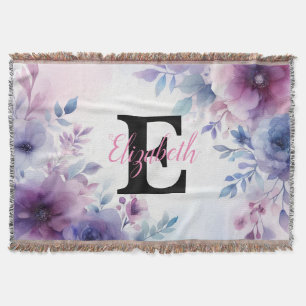 Monogrammname auf Aquarellfarben-Blume in Pastellf Decke