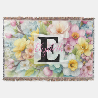 Monogrammname auf Aquarellfarben-Blume in Pastellf Decke