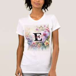 Monogrammname auf Aquarellfarben-Blume in Pastellf T-Shirt