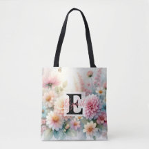Monogrammname auf Wasserfarben Blumen in Pastellfa