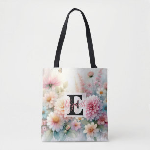 Monogrammname auf Wasserfarben Blumen in Pastellfa