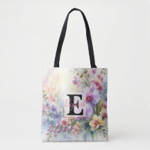 Monogrammname auf Wasserfarben Blumen in Pastellfa