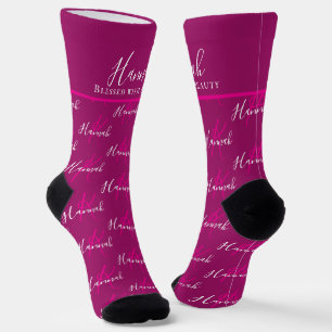 Monogrammname bedeutet Hannah dunkrosa benutzerdef Socken