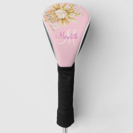 Monogrammname der benutzerdefinierten rosa Blume Golf Headcover
